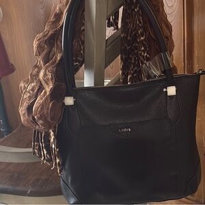 Lodis Black Tote Bag with Gold Accents